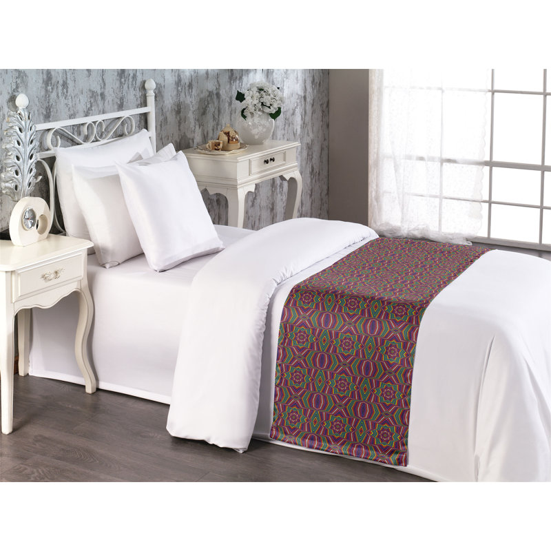 Ambesonne Abstract Bed Runner Retro Psychedelic Pattern Multicolor, Twin