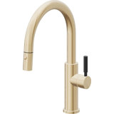 Corsano Contemporary Pull Down Kitchen Faucet with Button Sprayer Low Arc Spout and BST Series Handle
