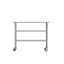 Table de travail commerciale en acier inoxydable avec deux tablettes et roulettes-110963483
