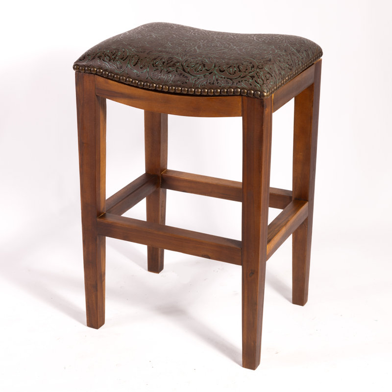 Genson Bar Stool, Counter Stool (26" Seat Height), Saddle Cowboy Turquoise