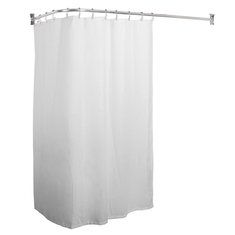 Tringle à rideau de douche d'angle en forme de L murale en aluminium antirouille Utopia Alley, 68 po x 28 po, Chrome