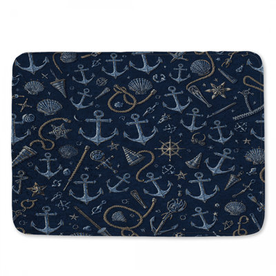 Nautical Anchor Pattern Bath Mat