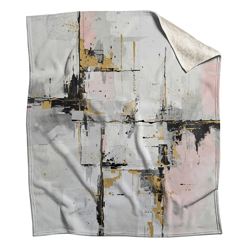 Couvertures abstraites à éclaboussures dorées, L 60 po x H 80 po