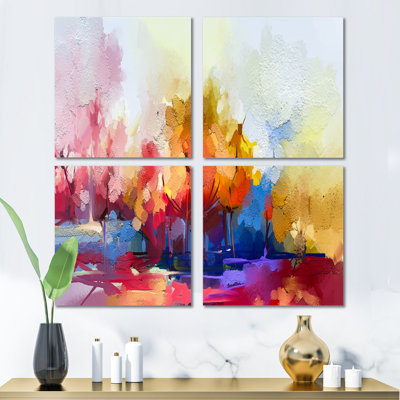 Colorful Abstract Landscape I - Modern Canvas Wall Art Print 4 Piece Set -  Orren Ellis, 7FFB0DEE20EB41AC9B920384931CCED8