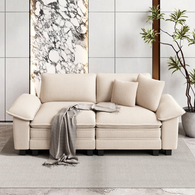2 Seater Chenille Sofa & Chaise