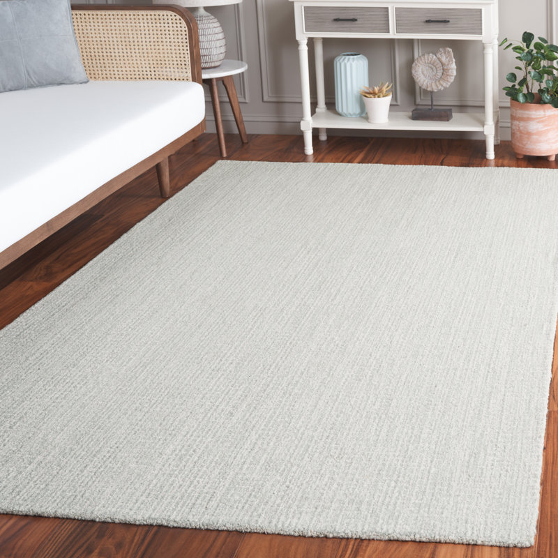 Tapis abstrait gris clair / ivoire MSR, Rectangle 8 po x 10 po