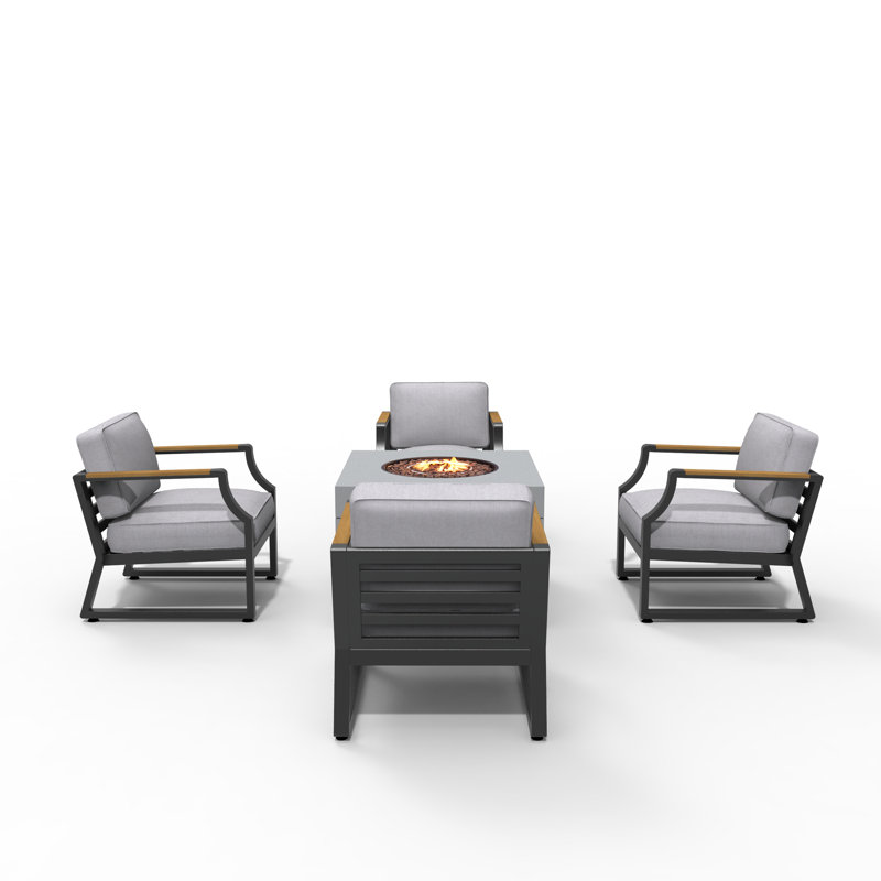 Tonileigh 4 - Person Patio Dining Set Square Table with Cushions Included