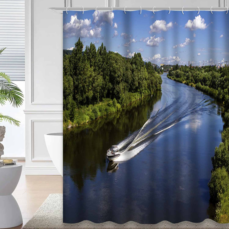 Rideau de douche avec 12 crochets River, L 72 po x l 72 po