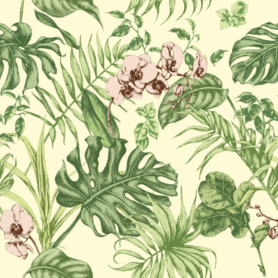 Tropical Plants Seamless 1 Piece Wrapped Canvas Wall Art