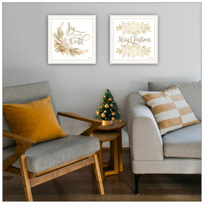 Trendy Decor 4U 2- Piece Vignette Merry Christmas Wall Art For Living Room, Bedroom Wall Art Print For Home Decor By Mollie B