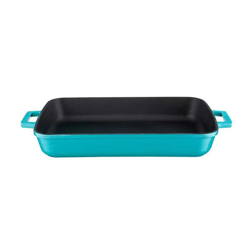 Plat à rôtir rectangulaire en fonte émaillée LAVA, Bleu / noir