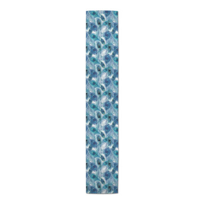 Peacock Feathers Teal Table Runner