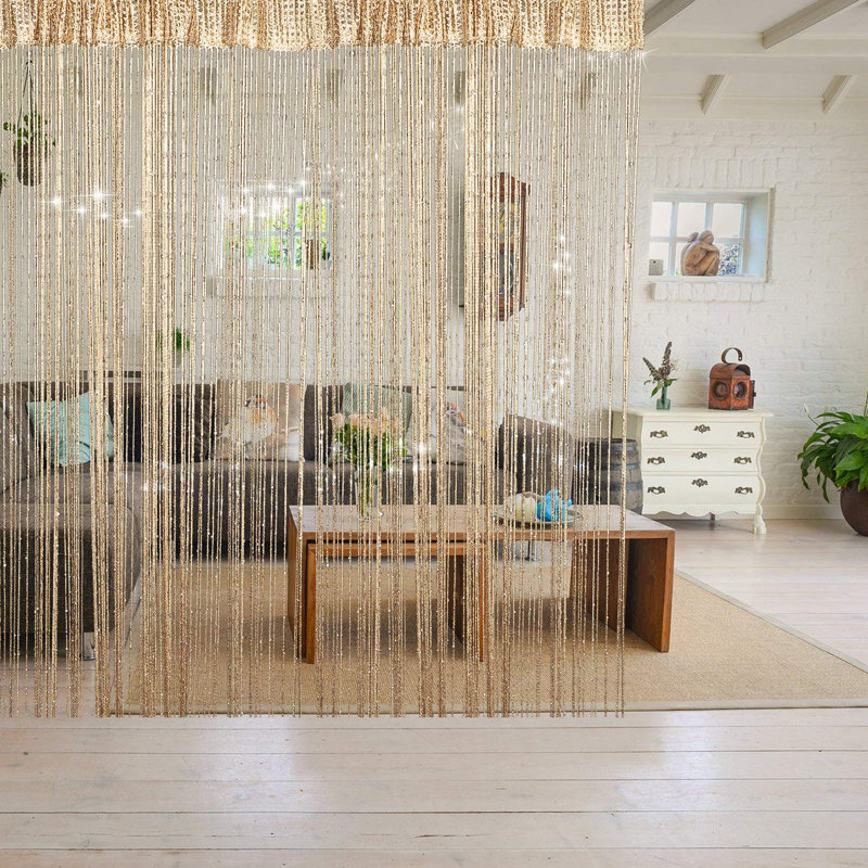 4 pièces de rideaux à franges scintillantes pour fenêtre 79 x 39 pouces bande de séparation pampille pour mariage salon salle de bain café (champagne)