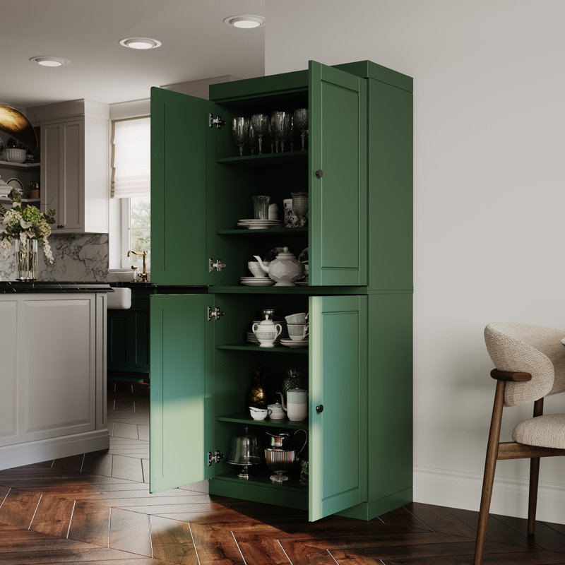 Bryani 100% Solid Wood Tall Kitchen Pantry Cabinet with Doors, Adjustable Shelves, Modular Kitchen Storage Cabinet, 32" W x 71.5" H