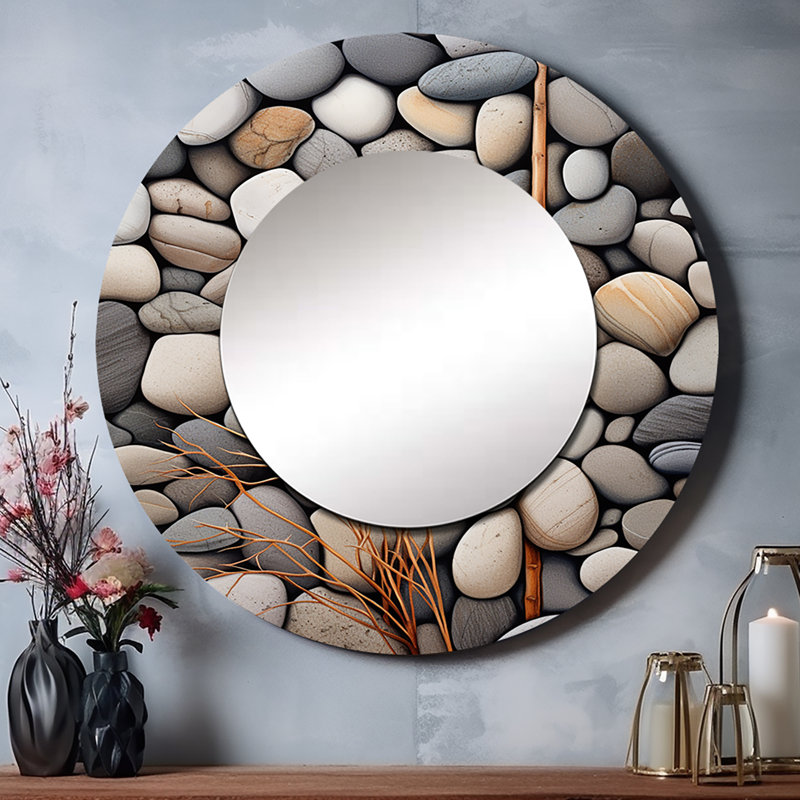 Ryou Beach Photo Harmonious Balance II - miroir de plage, miroir mural rond décoratif côtier, impression d'art en métal