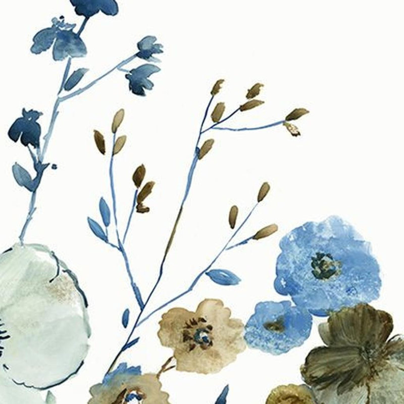 Ensemble d'art mural encadré argenté «Blue Blossoming»
