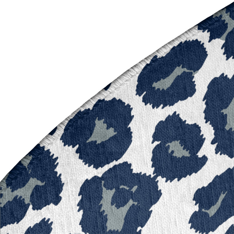 Tapis blanc / bleu marine / gris à imprimé animal, Rectangle 4 pi x 6 pi