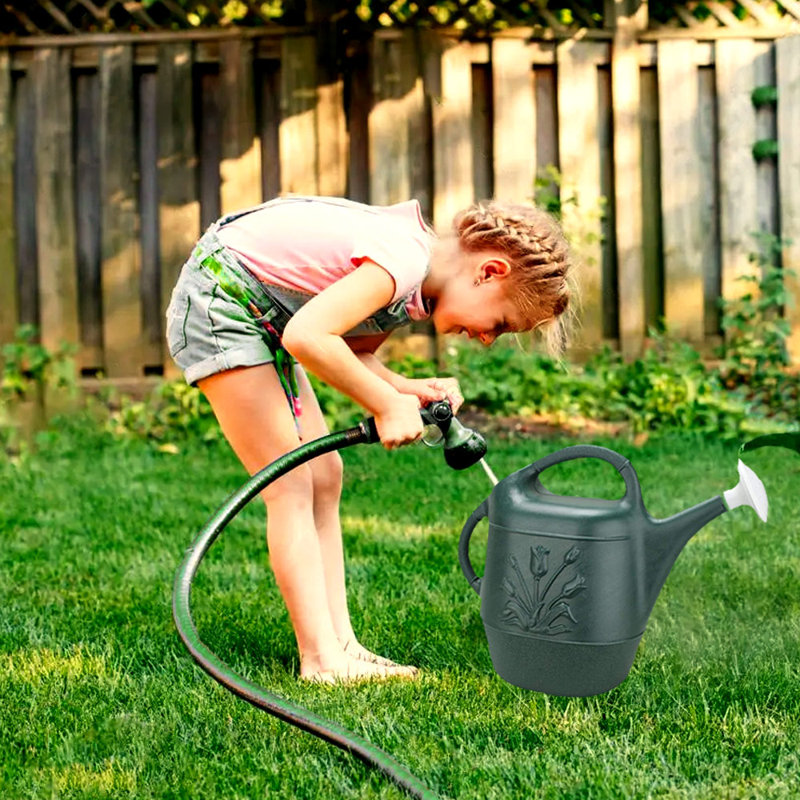 Hunter Green 2 Gallon Plastic Watering Can with Tulip Design