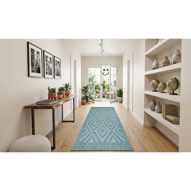 Geometric Kilim, Green Emerald, Rectangle 80 cm x 150 cm