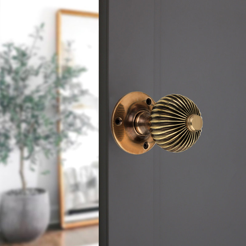Regency Interior Mortise Door Knob, Aged Brass