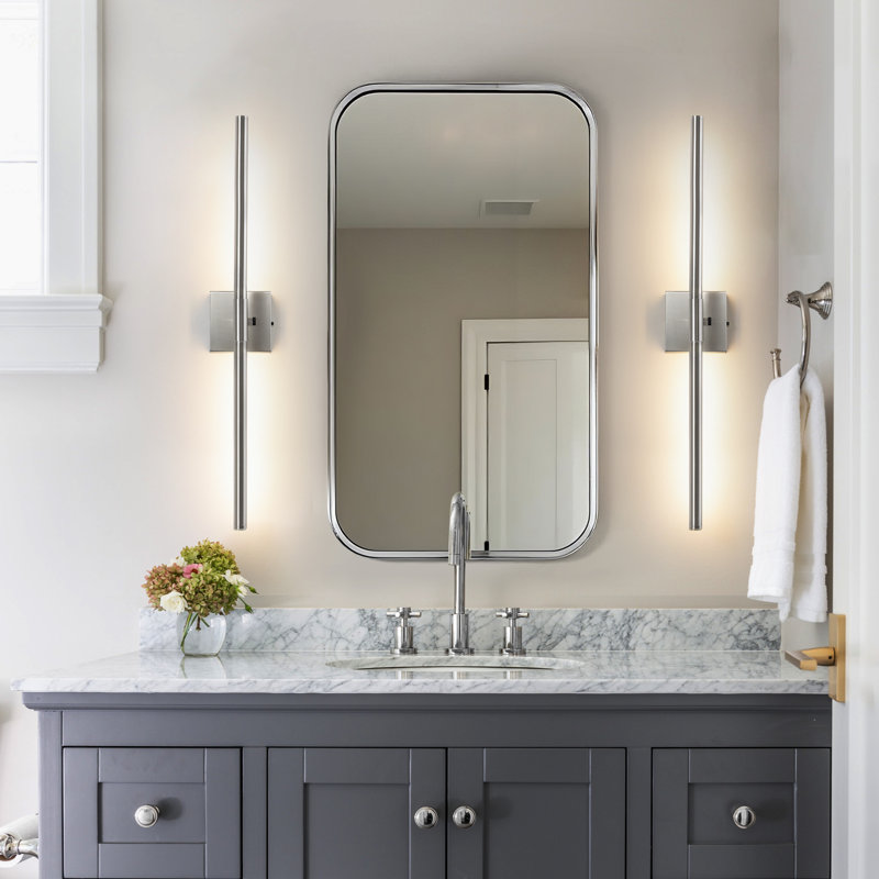 Éclairage de meuble-lavabo à intensité variable de 30 pouces avec 5 ampoules CCT, barre de bain rotative à 360 ° à DEL