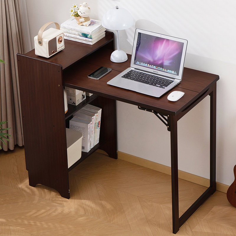 Bureau d'ordinateur pliable en bambou avec armoire de rangement cachée Wousoe 