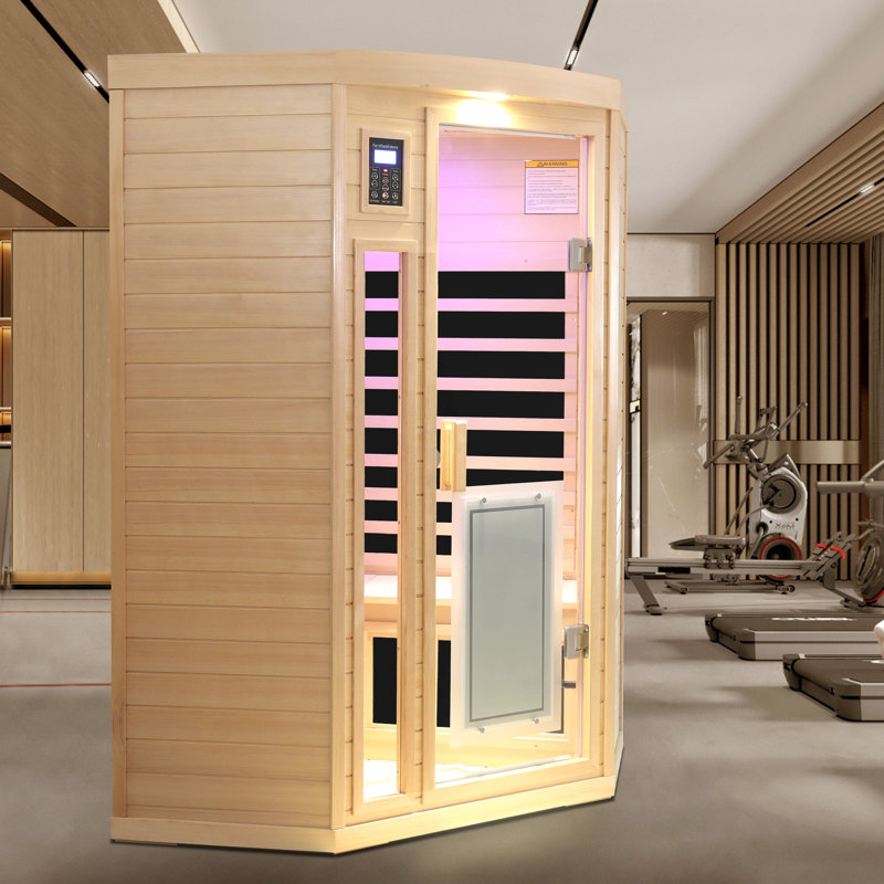 Porte de sauna basse et basse à panneau frontal avec panneau chauffant pour deux personnes