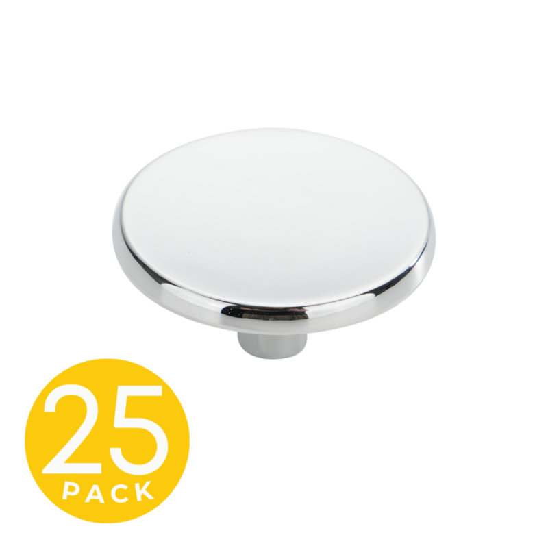 Poignée d'armoire ronde plate en nickel brossé 1,5 po Flat Style (paquet de 25), Nickel brossé