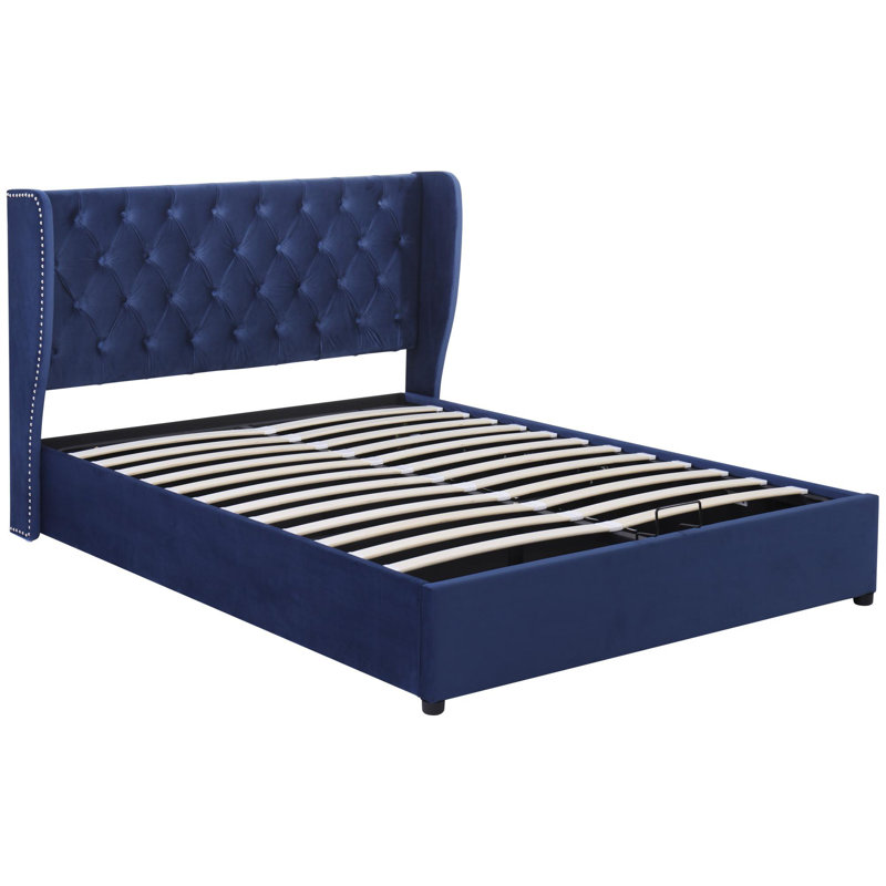 Payette Upholstered UK Double - DE 135 X 190 Cm Ottoman Storage Bed, Blue
