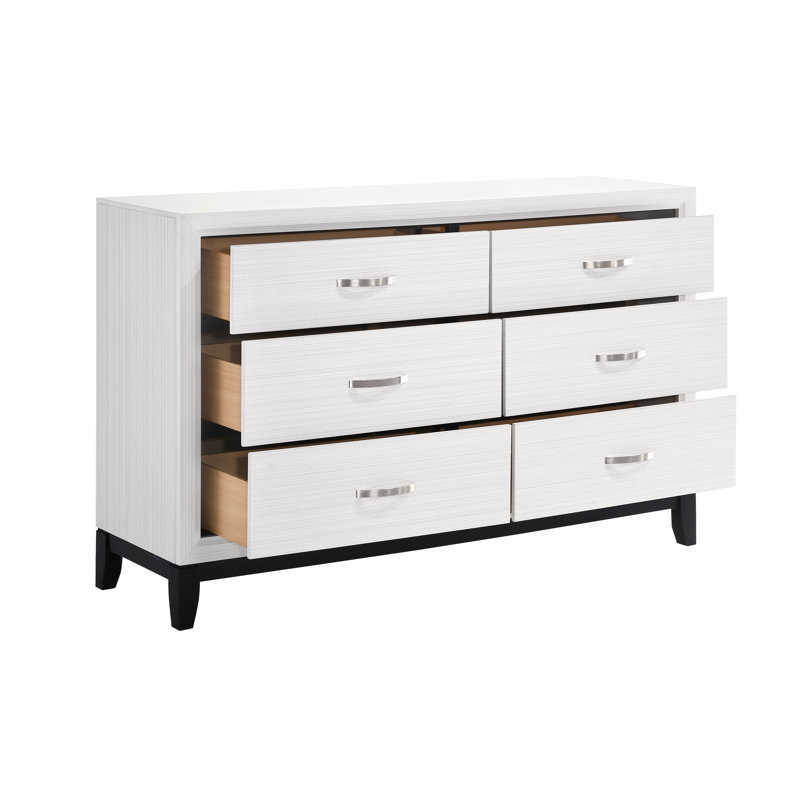 Commode blanche moderne à 6 tiroirs Hudson