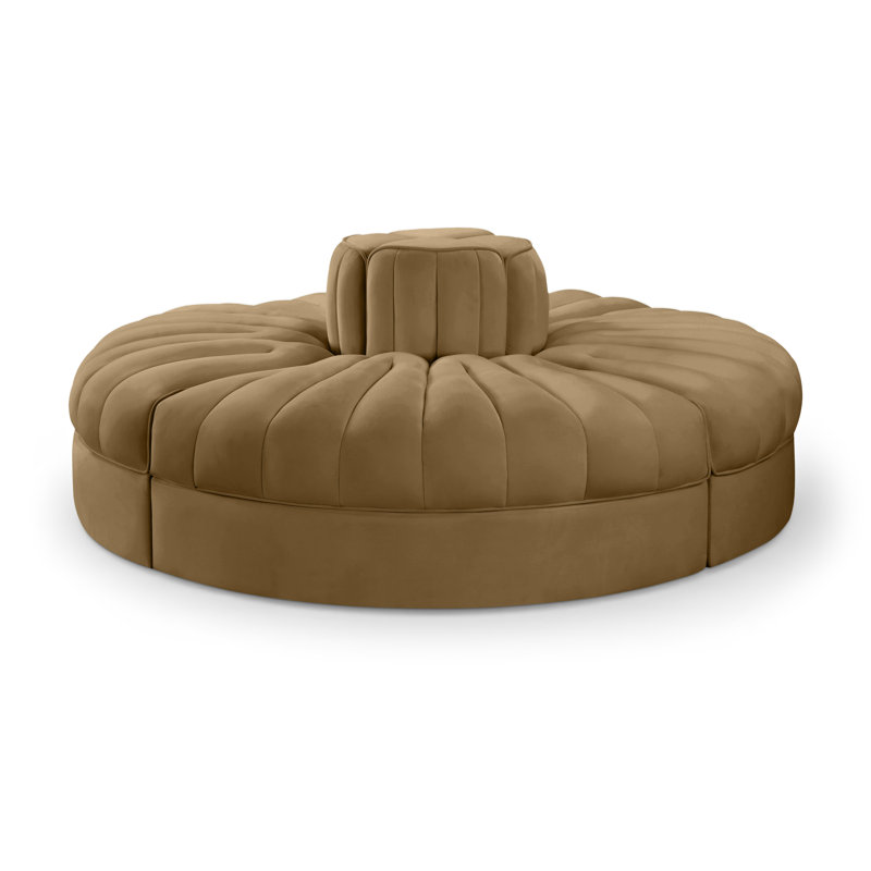 Tissu 4 pièces Paynton Velvet Performance Canapé modulaire, Selle de cuir