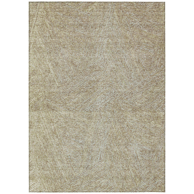 Tapis intérieur lavable abstrait ivoire et brun 5 pi x 8 pi