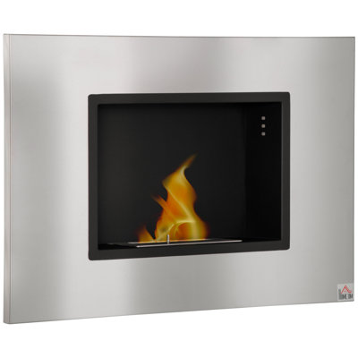 Cardenas Belfry Heating 78 cm W Silver Ethanol Bio-Ethanol Fireplace Insert