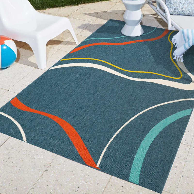 Tapis intérieur / extérieur contemporain Mapa, Rectangle 8 pi x 9 pi 9 po