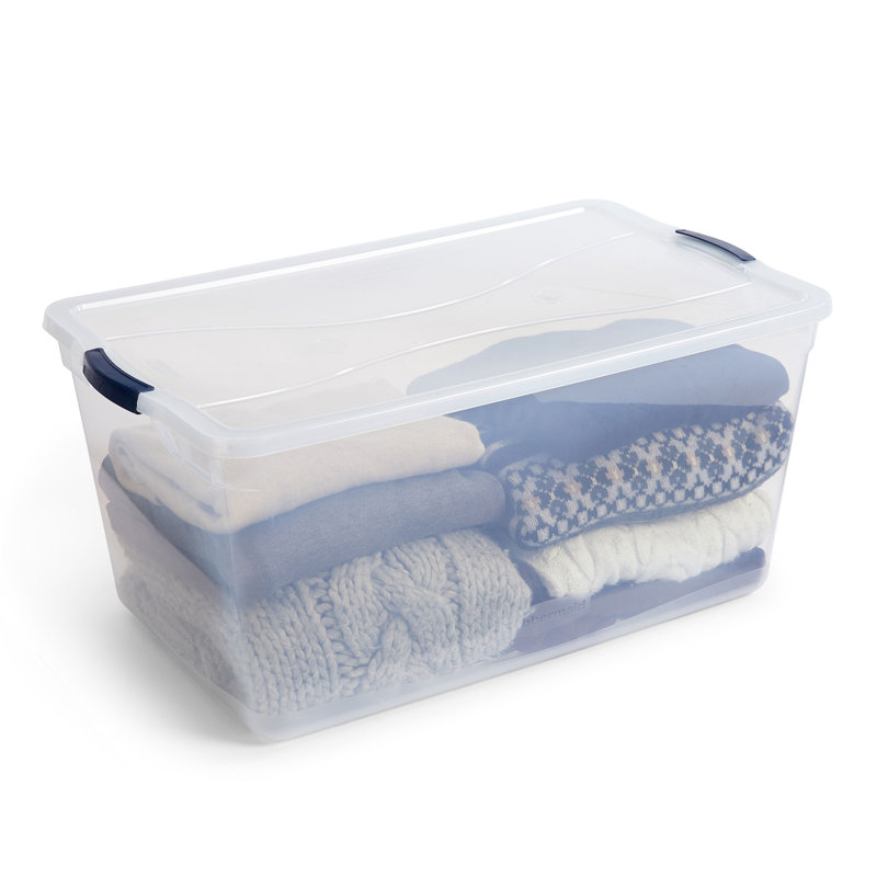 Clear 95 Qt Stackable Plastic Storage Bins with Lids, 4-Pack