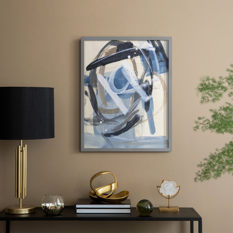 Moon encadré II, reproduction encadrée - bois massif, H 21 po x l 17 po, Gris