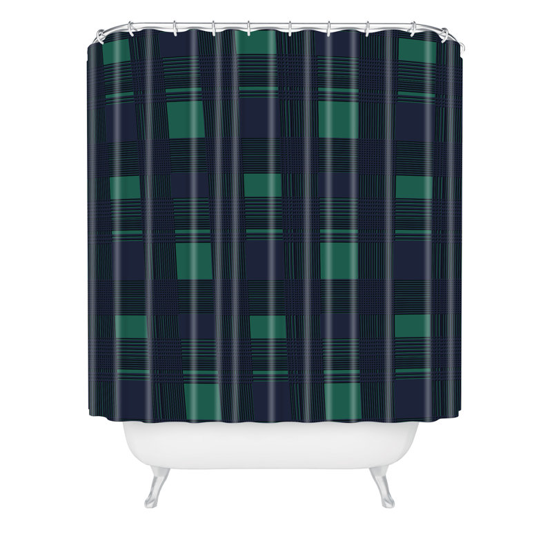 Plaid Shower Curtain, 72" H x 69" W, Green