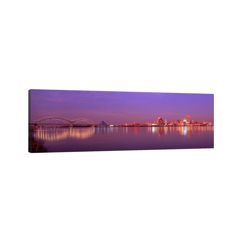 Night Memphis TN - Wrapped Canvas Panoramic Print, 121.92 cm H x 40.64 cm W x 3.175 cm D