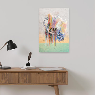 Vibrant Musical Muse Abstract Colorful Contemporary Bird Owl Forest Wall Art Print 1 Piece Wrapped Canvas Wall Art
