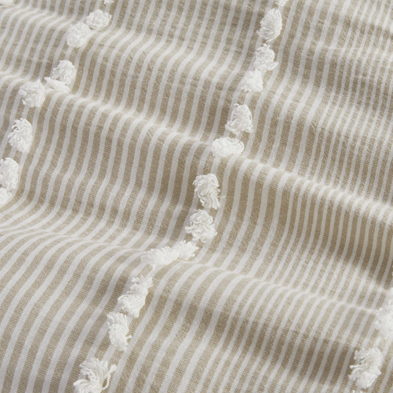 Taupe and White Cotton Yarn Dyed Comforter Set