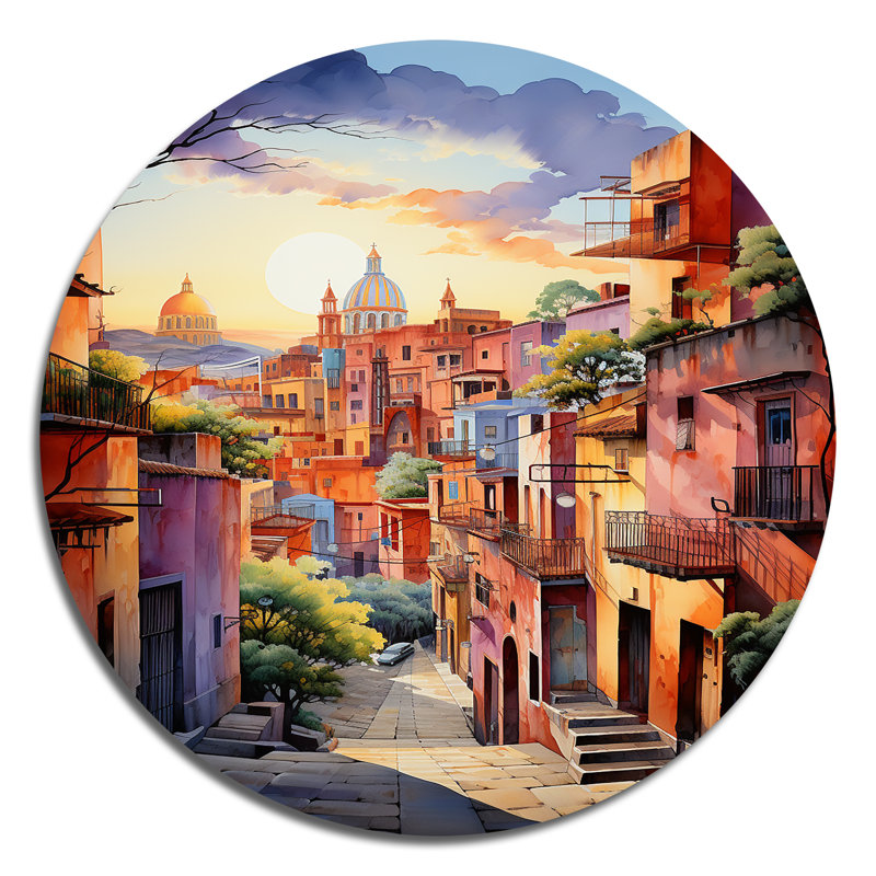 Geis - paysages d'art rond en métal, H 36 po x l 36 po