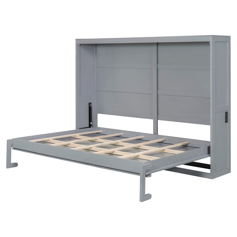 Lit escamotable double pleine grandeur, Gris