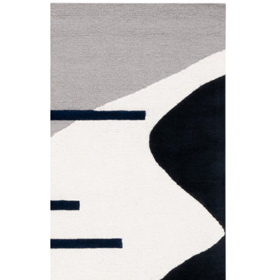 Tapis gris / noir en laine fait à la main Felipe