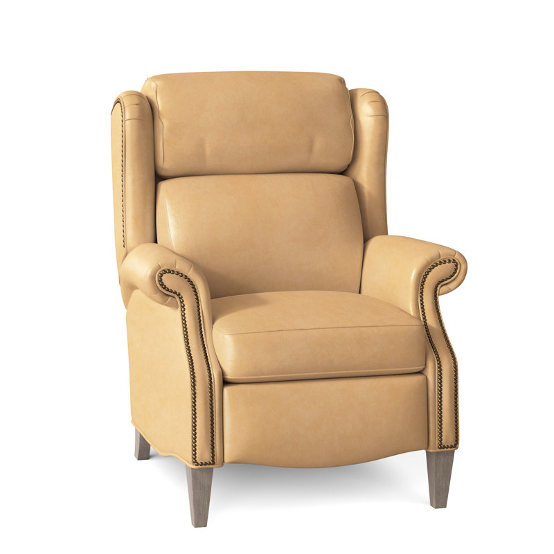 Miller Recliner, French Natural, Stone, Outsider Raven Genuine Leather