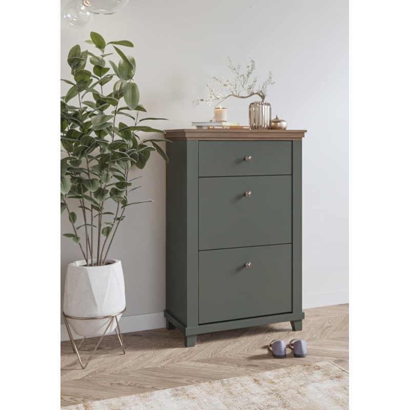 Cannady 28 Pair Shoe Storage Cabinet, Green