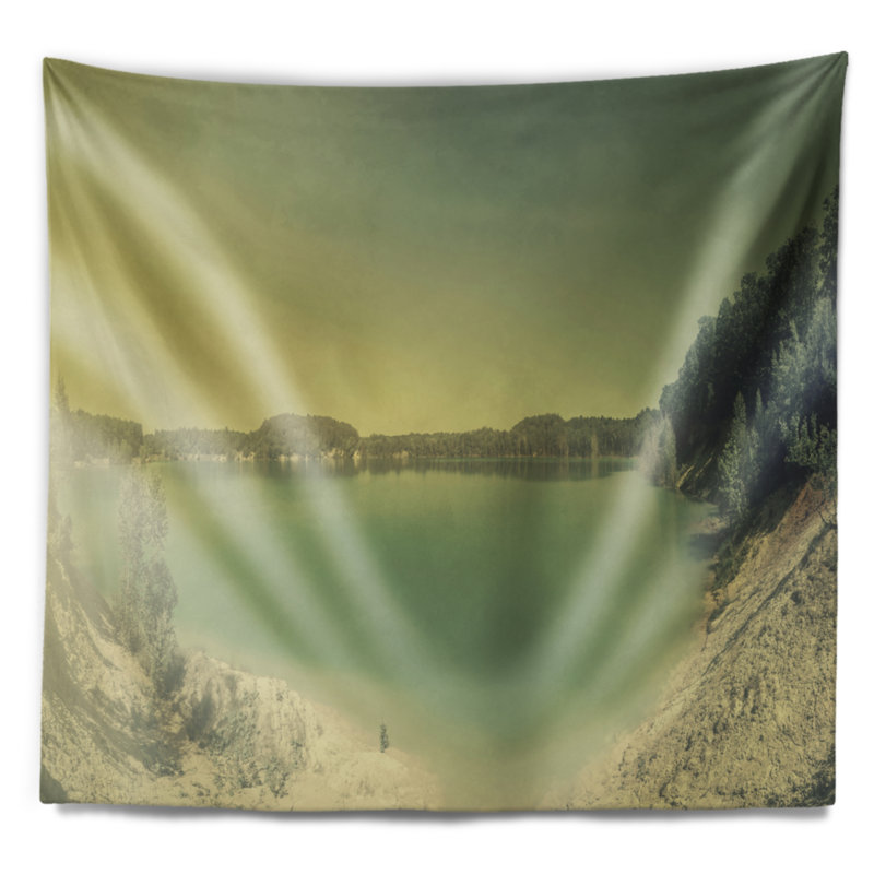 Tapisserie en mer avec vues de montagne seascape, H 50 po x l 60 po