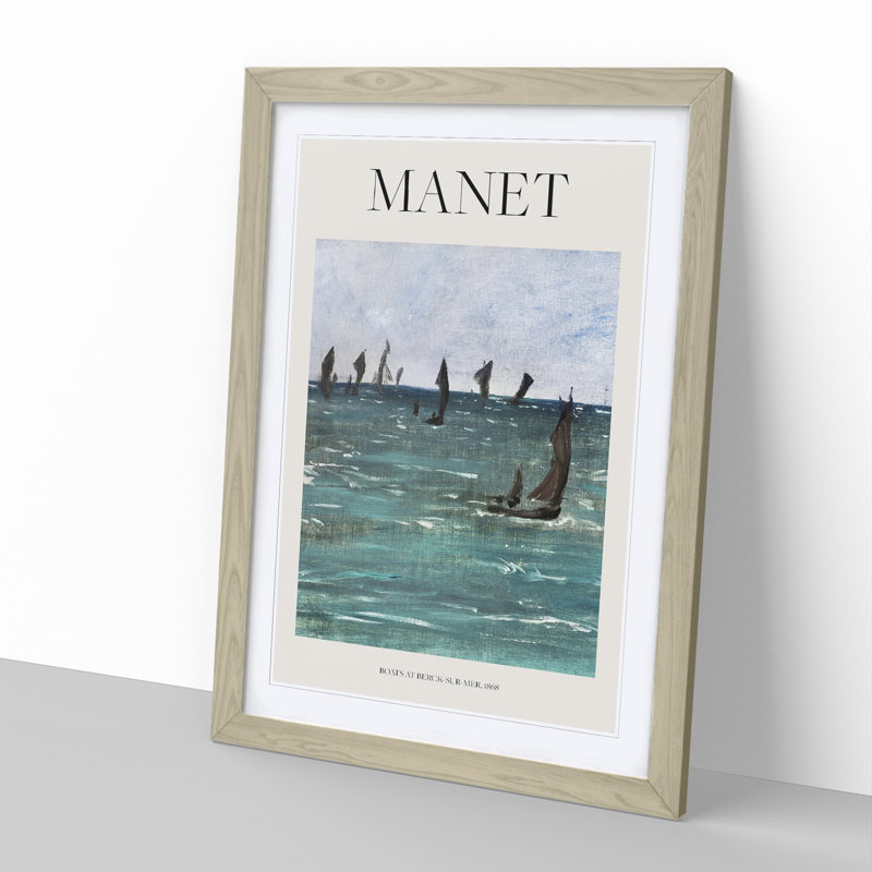 Boats at Berck Sur Mer by Pierre-Auguste Renoir - Picture Frame Art Prints, 48cm H x 36cm W x 2cm D, Oak