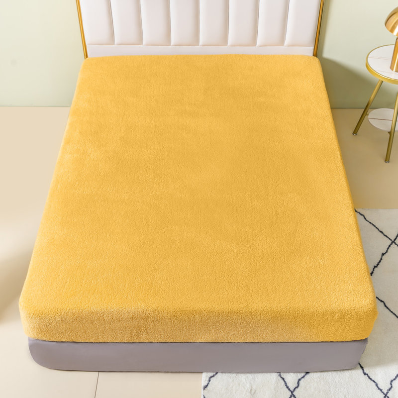 Teddy Fleece Fitted Sheet, Ochre, Single (3')