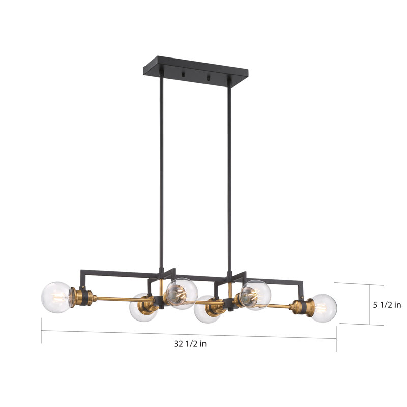 Luminaire suspendu linéaire à 6 lumières pour îlot de cuisine Tommie