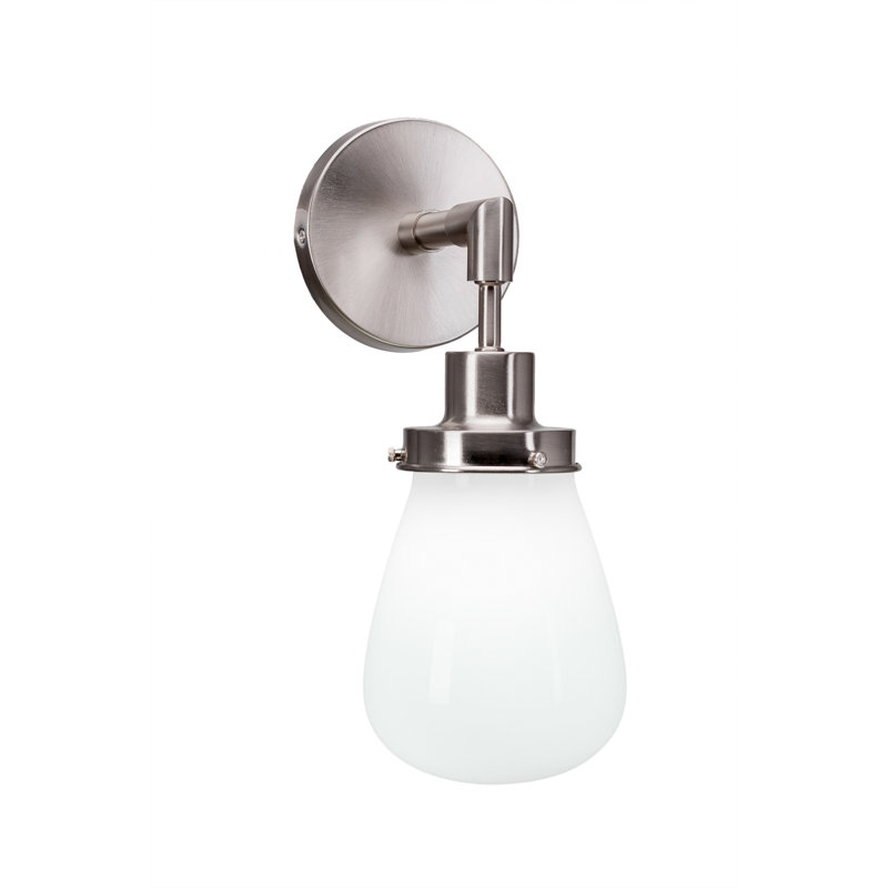 Elwell Wall Sconce Shown With 5" Glass, Brushed Nickel, Clear Bubble